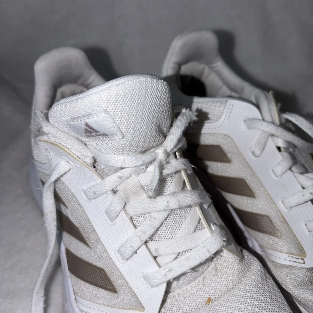 Adidas Galaxy‎ 5 White Champagne Metallic Women's Running Shoes Size 8 Cloudfoam